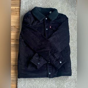 Levi’s black corduroy jacket Sherpa lined, small, men’s